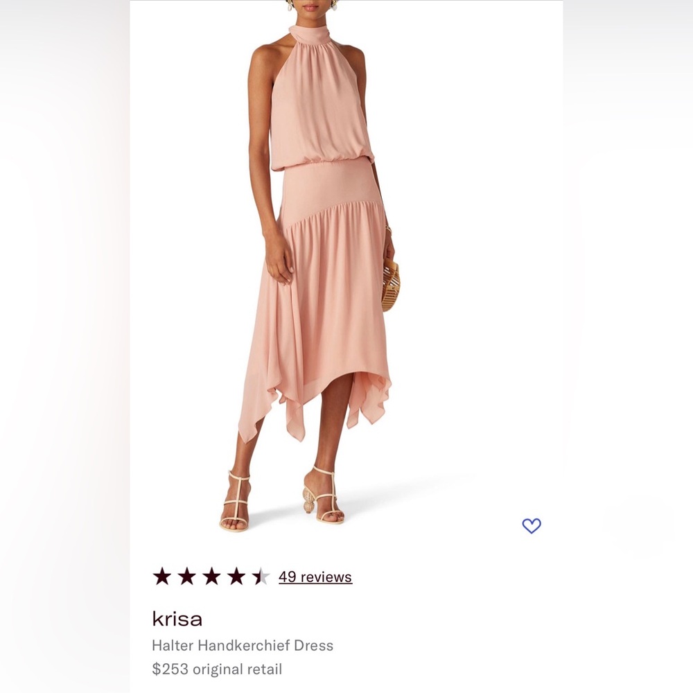 Krisa Blush Pink Asymmetrical Halter Dress